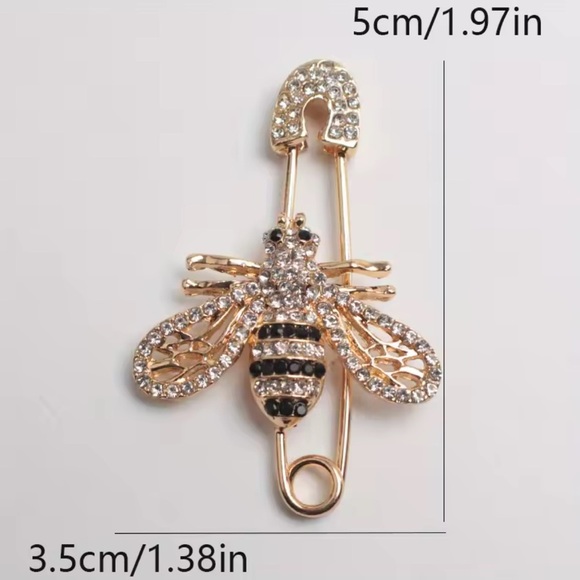 Gold and Black Crystal Bee Brooch - Picture 7 of 8